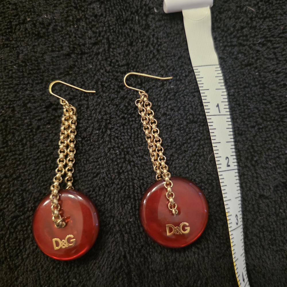100% Authentic D&G Red and Gold Chain Earrings. - Picture 3 of 5